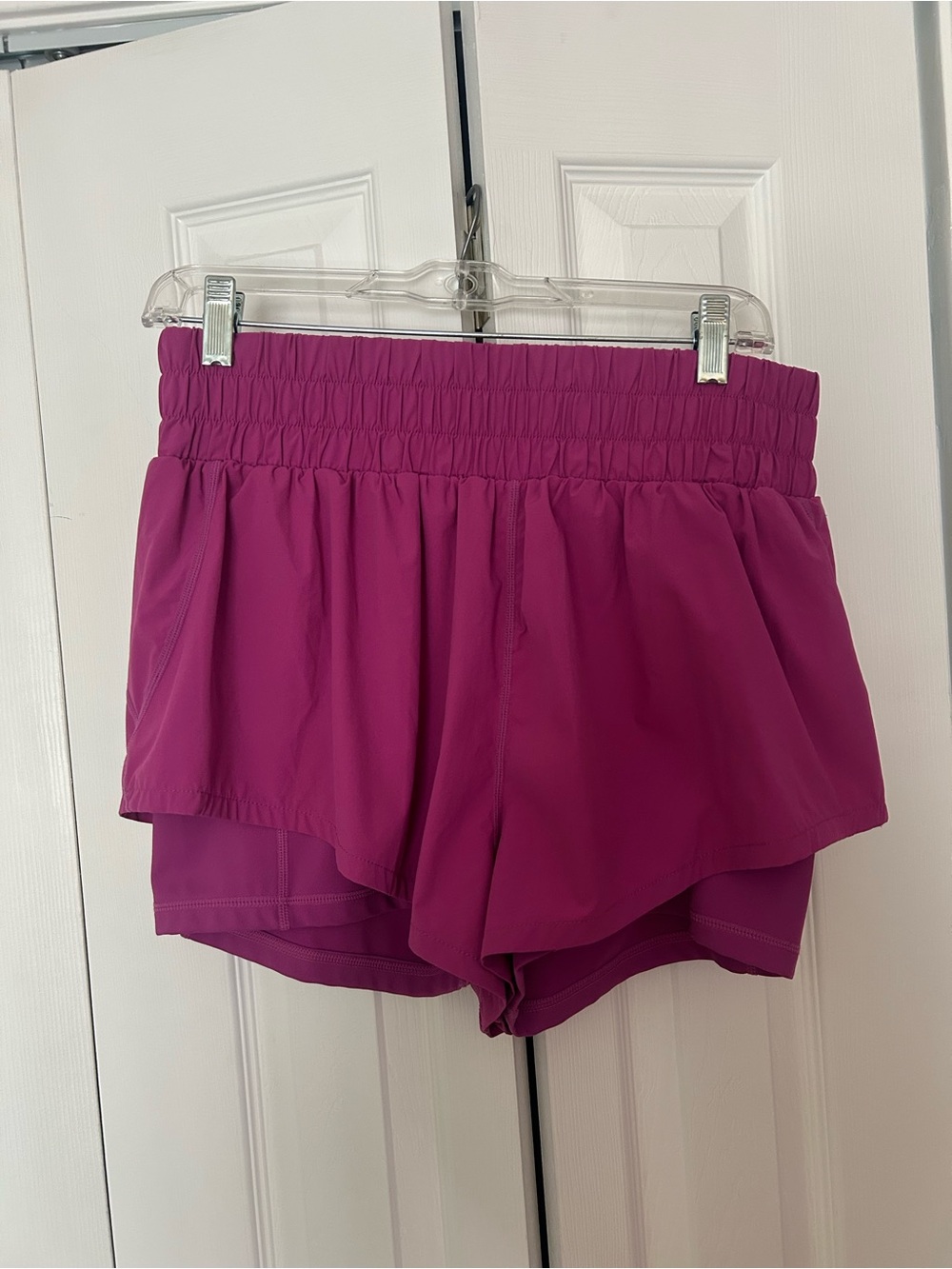 POPFLEX Magenta Double-Layer Athletic Shorts